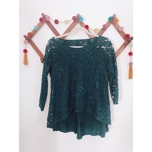 Emerald Green Lace Top